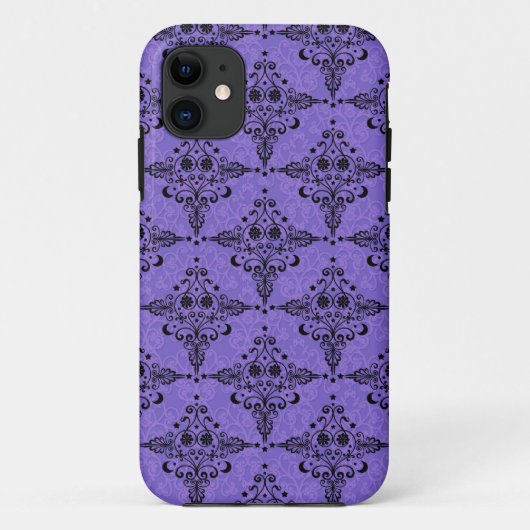 パープル ブラック セレスチャル ダマスク柄 Case-Mate iPhoneケース (裏面)