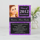 パープル ブラック フローラル スワール 2012 卒業生 招待状 (スタンド正面)