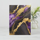 パープル ブラック マーブル模様 ゴールド付き 招待状 (スタンド正面)