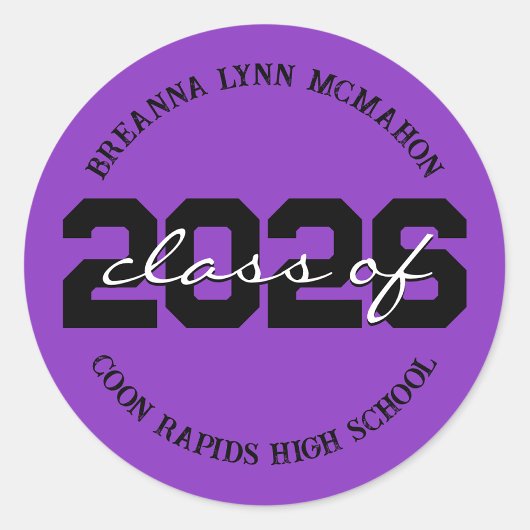 パープル & ブラック 卒業式 個人名入り ステッカー