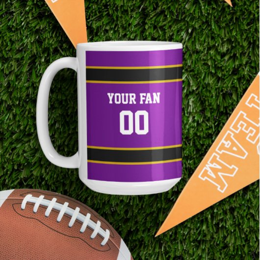 パープル、ブラック、金ゴールドサッカーチームパーソナライズされた コーヒーマグカップ