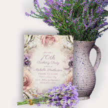 パープル ブラッシュ ピンク スクリプト バタフライ 70歳の誕生日