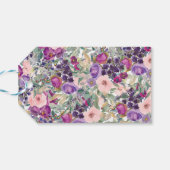 パープル ブラッシュ ピンク フローラル フォリアージブースデー ギフトタグ (裏面横)