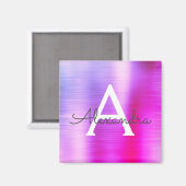 パープル ブラッシュ メタル モノグラム ネーム マグネット (正面/裏面)