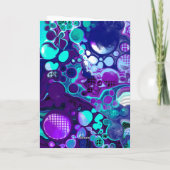パープル、ブルーおよびティール(緑がかった色)抽象芸術大理石誕生日 カード (裏面)