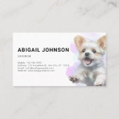 パープル/ブルーウォーターカラーペットグルーミングサービス 名刺 (裏面)