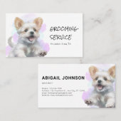 パープル/ブルーウォーターカラーペットグルーミングサービス 名刺 (正面/裏面)