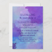 パープル&ブルーウォーターカラーライフお祝い 招待状 (正面)