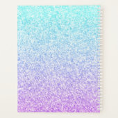 パープル&ブルーグリッターモノグラム名パーソナライズされた プランナー手帳 (裏面)