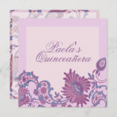パープル&ブルーフラワーキンセニェラ招待状 招待状 (正面/裏面)
