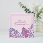 パープル&ブルーフラワーキンセニェラ招待状 招待状 (スタンド正面)