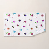 パープル&ブルーフラワープリント、モダンフローラプリント バスタオルセット (ハンドタオル)