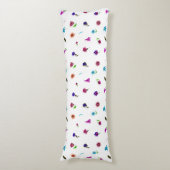 パープル&ブルーフラワープリント、モダンフローラプリント ボディピロー (正面縦)