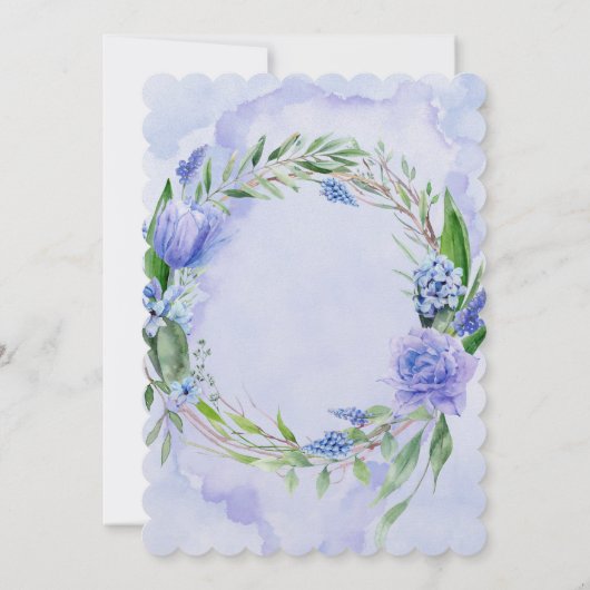 パープル&ブルーフローラロータス結婚式招待状 セーブザデート (裏面)