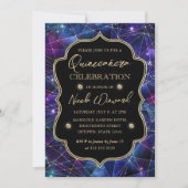 パープル&ブルーミッドナイトクリスタル銀河系キンセアニェラ 招待状 (正面)