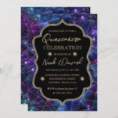 パープル&ブルーミッドナイトクリスタル銀河系キンセアニェラ 招待状 (正面/裏面)