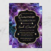 パープル&ブルーミッドナイトクリスタル銀河系キンセアニェラ 招待状 (正面/裏面)
