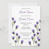 パープル ブルーム フラワーブライダルシャワー 招待状 (正面)