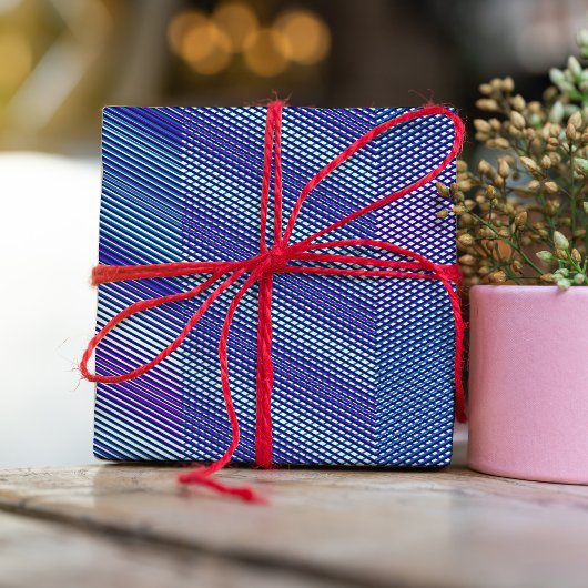 パープル&ブルーモイストライプレモダン抽象芸術カッコいい ラッピングペーパー