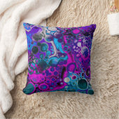 パープル、ブルーモダン抽象芸術流体アートマーブルセル クッション (ブランケット)