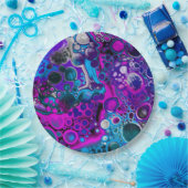 パープル、ブルーモダン抽象芸術流体アートマーブルセル ペーパープレート (パーティー)