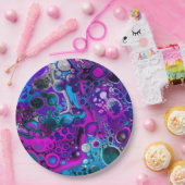 パープル、ブルーモダン抽象芸術流体アートマーブルセル ペーパープレート (パーティー)