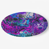パープル、ブルーモダン抽象芸術流体アートマーブルセル ペーパープレート (アングル)