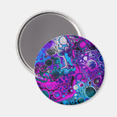 パープル、ブルーモダン抽象芸術流体アートマーブルセル マグネット (正面/裏面)