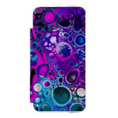 パープル、ブルーモダン抽象芸術流体アートマーブルセル INCIPIO iPhoneウォレットケース (フォリオ 正面)