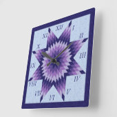 パープル&ブルーローンスターキルトデザインスクエアウォール スクエア壁時計 (傾斜)