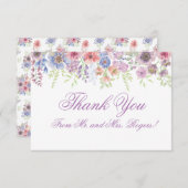 パープル&ブルーワイルドフラワーサンキューカード エンクロージャーカード (正面/裏面)