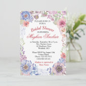 パープル&ブルーワイルドフラワーズブライダルシャワー招待状 招待状 (スタンド正面)