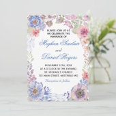 パープル&ブルーワイルドフラワーズ結婚式招待状 招待状 (スタンド正面)
