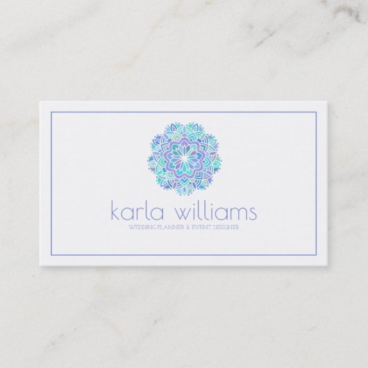 パープル&ブルー華美フローラ曼荼羅 名刺 (正面)
