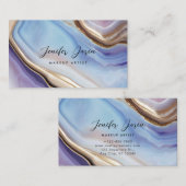 パープル&ブルー金ゴールドアゲート質感大理石 名刺 (正面/裏面)