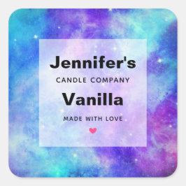 パープル&ブルー銀河系宇宙キャンドルビジネス スクエアシール