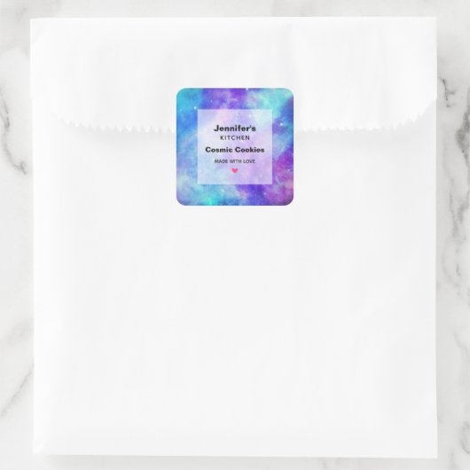 パープル&ブルー銀河系宇宙抽象芸術キッチン スクエアシール (バッグ)