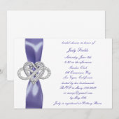 パープル ブルー インフィニティ ハート ブライダル シャワー 招待状 (正面/裏面)
