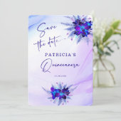 パープル ブルー オーキッド キンセアニエラ Save the Date 招待状 (スタンド正面)