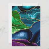 パープル、ブルー、グリーングリッターアゲート誕生日 招待状 (裏面)