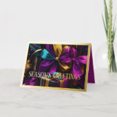 パープル ブルー ゴールド ギフト シーズン グリーティング シーズンカード (正面)