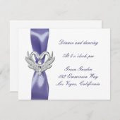 パープル ブルー シルバー スワンズ 結婚式の受付カード 案内状 (正面/裏面)