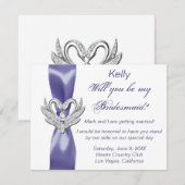 パープル ブルー シルバー スワン ブライズメイド カード (正面/裏面)