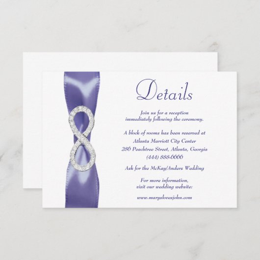 パープル ブルー ダイヤモンド インフィニティ ウェディング 詳細カード 招待状 (正面/裏面)