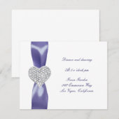 パープル ブルー ダイヤモンド ハート 結婚式 披露宴 招待状カード 招待状 (正面/裏面)