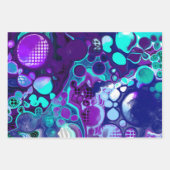 パープル、ブルー、ティール（緑がかった色）抽象芸術大理石アート ラッピングペーパーシート (正面2)