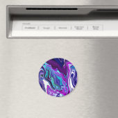 パープル、ブルー、ティール（緑がかった色）抽象芸術流体アート マグネット (インサイチュ (食洗機))