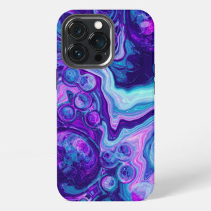 パープル、ブルー、ピンクのマーブルぼかし流体アート iPhone 13 PROケース