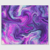 パープル、ブルー、ピンクの大理石の流体アート誕生日 ラッピングペーパー (フラット)