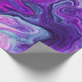 パープル、ブルー、ピンクの大理石の流体アート誕生日 ラッピングペーパー (角)